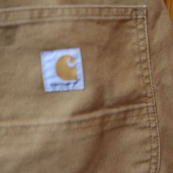 Carhartt Mens Tan Cargo Canvas Work Pants 42 x 32 Relaxed Fit Rugged Flex Jeans - Picture 13 of 15